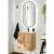 Set mobilier baie suspendat cu lavoar ceramic si oglinda LED, stejar