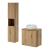 Set mobilier baie 60 cm Skelbolu cu lavoar și coloană, stejar
