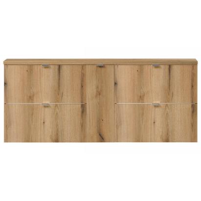 Masca dubla lavoar suspendata Skelbolu 140 cm, stejar, 4 sertare