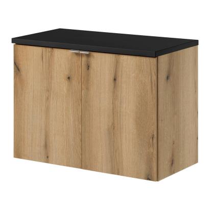 Dulap suspendat pentru baie Skelbolu 80 cm, stejar natur si negru
