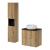 Dulap baie suspendat cu lavoar ceramic si 2 sertare, 60 cm, stejar/negru