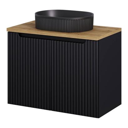 Masca lavoar suspendata Skelbolu 80 cm, negru si stejar