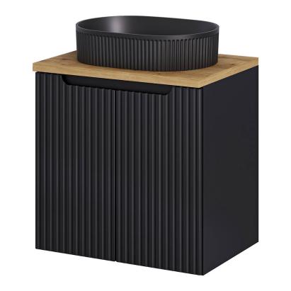 Masca lavoar suspendata Skelbolu 60 cm, negru cu aspect de stejar