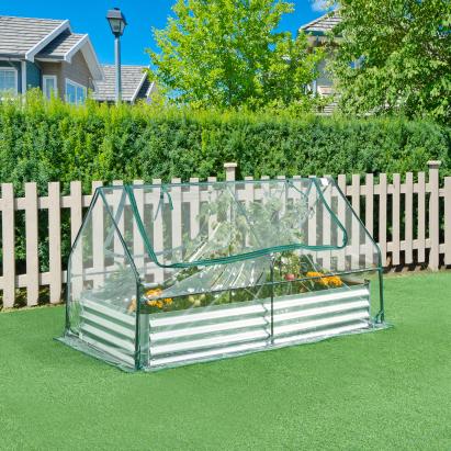 Strat înălțat cu seră transparentă Balsorano 186x96x98 cm