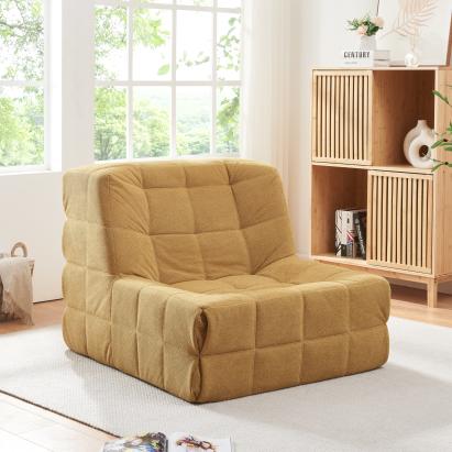 Fotoliu de podea galben Koskyvn 75x90x100 cm, ergonomic, [en.casa]