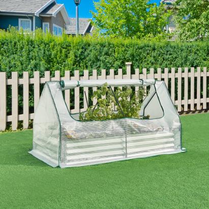 Strat înălțat cu seră Balsorano 186x96x98 cm, alb, [en.casa]