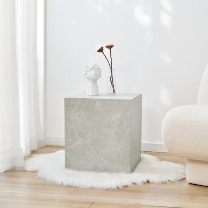 Beistelltisch Ellelu 45x40x40 cm Marmoroptik, Taupe [en.casa]