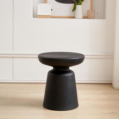 Măsuță laterală Posio 44xØ40 cm, neagră, design modern [en.casa]