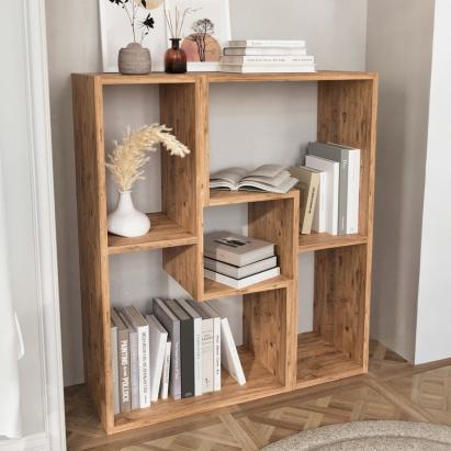 Set mobilier modular Hustersurd 2 piese, finisaj stejar, [en.casa]