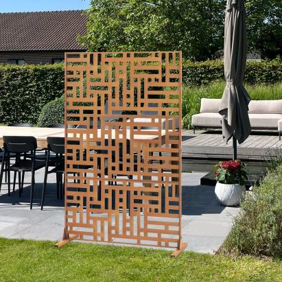 Paravan de grădină Bernalda 180x120 cm din oțel corten, aspect ruginiu