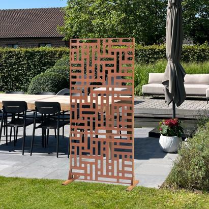 Paravan despărțitor Bernalda 180x90 cm din oțel corten, aspect ruginiu