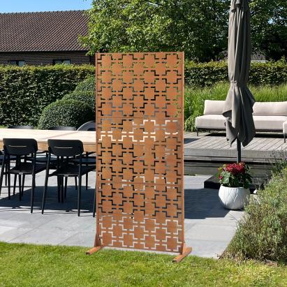 Paravan de grădină Basciano din oțel Corten 180x90 cm, aspect rugină decorativă