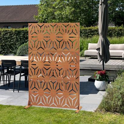 Paravan decorativ de grădină din oțel Corten 180x120 cm, aspect rugină