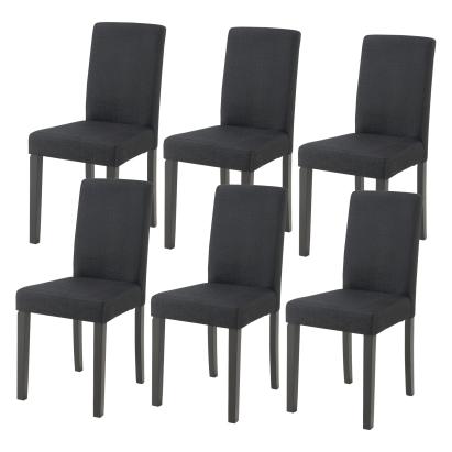 Set 6 scaune dining Hamburg negre, tapitate textil, [en.casa]