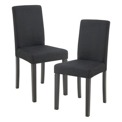 Set 2 scaune dining Hamburg negre, tapițate textil, [en.casa]