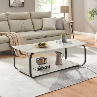 Couchtisch Kolta 120x60x43 cm Marmoroptik, Weiß [en.casa]