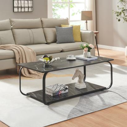 Couchtisch Kolta 120x60x43 cm Marmoroptik, Schwarz [en.casa]
