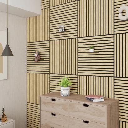 Set 4 panouri acustice decorative Vang 60x60 cm, stejar deschis