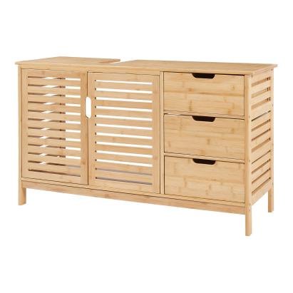 Dulap pentru lavoar Boksereys din bambus natur, 100x35x60 cm
