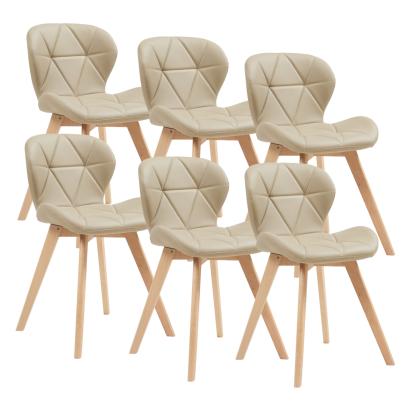 Set 6 scaune dining Älmhult bej din piele ecologică, 78x47x52 cm