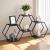 Set 3 rafturi hexagonale Tand din oțel negru pentru decor și depozitare