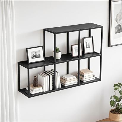 Wandregal Nostened 5er Set Schwarz [en.casa]