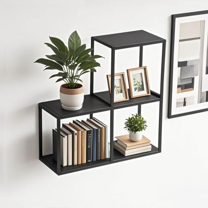 Wandregal Nostened 3er Set Schwarz [en.casa]