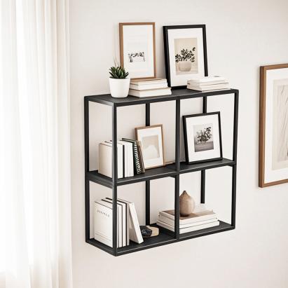 Wandregal Nostened 4er Set Schwarz [en.casa]