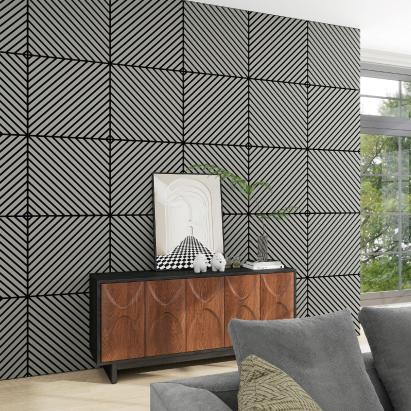 Akustik-Wandpaneel 16er Set Vang diagonal 60x60 cm Eichenoptik, hellgrau [NEU.HOLZ]