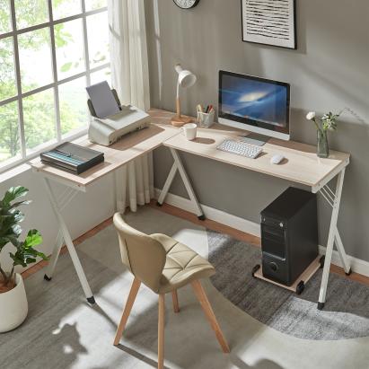 Birou de colț în L Tarielarg cu suport PC, aspect stejar, 158x120x75 cm