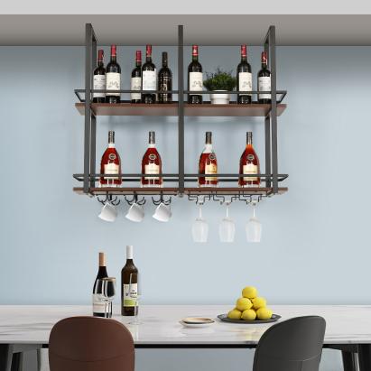 Raft suspendat pentru vinuri Hubro 100x30x84,5 cm negru nuc