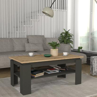 Masă de cafea Krirdfjos 110x60x47 cm antracit și stejar safir