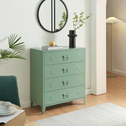 Metallkommode mit 4 Schubladen Hämeenlinna 80x40x92 cm Mattgrün [en.casa]