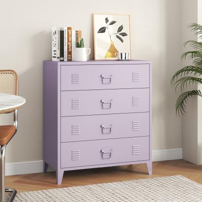 Metallkommode mit 4 Schubladen Hämeenlinna 80x40x92 cm Lila [en.casa]