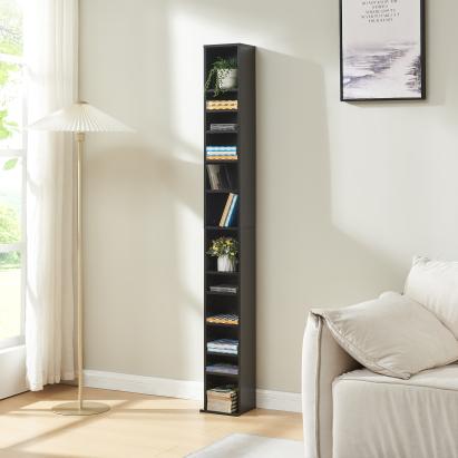 CD Regal Tynset 175x20x20 cm mit 12 Fächern Schwarz [en.casa]