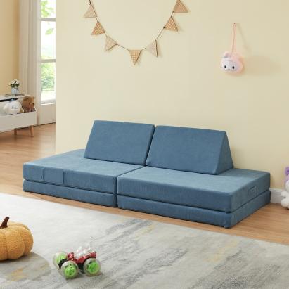 Spielsofa Norhulta 5-tlg. 150x66x46 cm Cord Blau [en.casa]