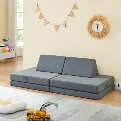 Spielsofa Norhulta 5-tlg. 150x66x46 cm Cord Grau [en.casa]
