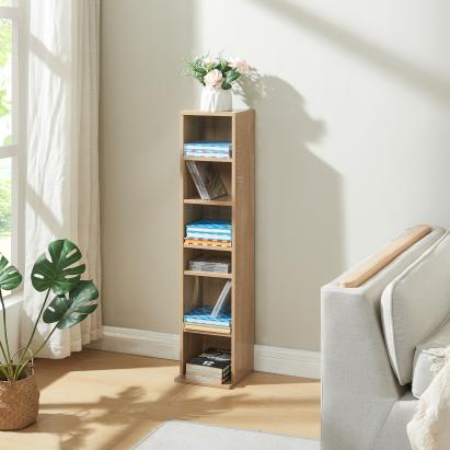 CD Regal Tynset 90x20x20 cm mit 6 Fächern Sonoma-Eichenoptik [en.casa]