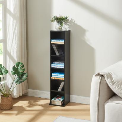 CD Regal Tynset 90x20x20 cm mit 6 Fächern Schwarz [en.casa]