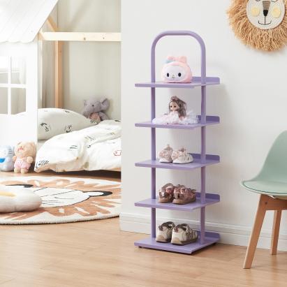 Kinderschuhregal Poytya Stahl 96x30x27 cm Lila [en.casa]