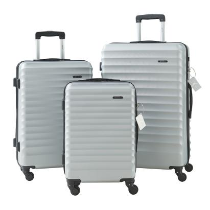 Set 3 trolere de călătorie ABS gri deschis cu TSA și roți 360°