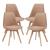 Set 4 scaune dining tapițate Bouclé taupe cu picioare din lemn Fläten