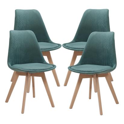 Set 4 scaune dining tapitate Fläten, cord verde închis, [en.casa]