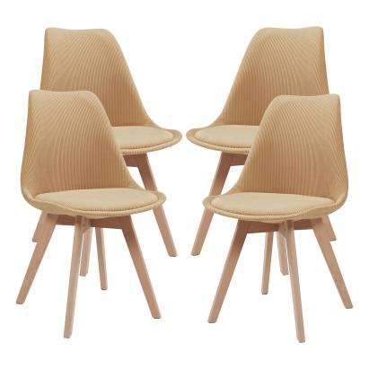 Esszimmerstuhl Fläten 4er Set Cord Senfgelb [en.casa]