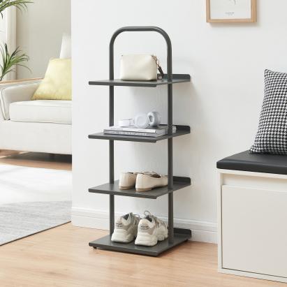 Pantofar metalic Poytya cu 4 polite, 96x34x32 cm, antracit