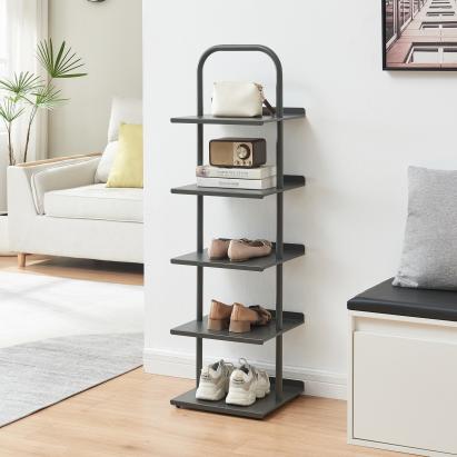 Pantofar metalic Poytya cu 5 rafturi, 119x34x32 cm, antracit