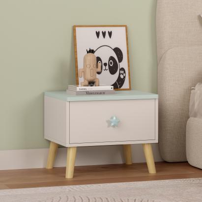 Noptieră pentru copii Sandnes 31x38x30 cm albă/verde mentă