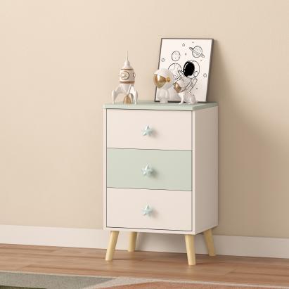 Comodă copii Sandnes cu 3 sertare, alb și verde mentă, 62x38x30 cm