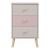 Comodă copii Sandnes cu 3 sertare, alb roz, 61,5x38x30 cm