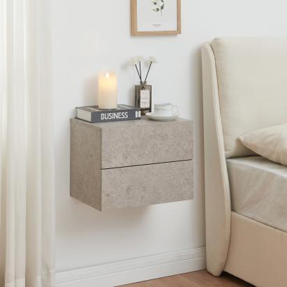 Noptieră suspendată Ampfing cu 2 sertare, aspect beton deschis